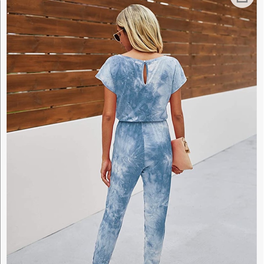 New with tags pretty blue & white jumpsuit. - Picture 3 of 8